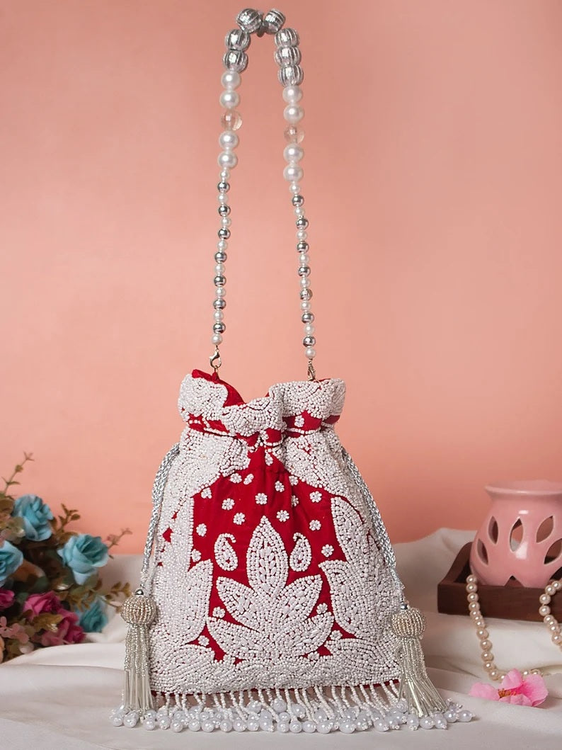 Designer Pearl Embroidered Potli Bag