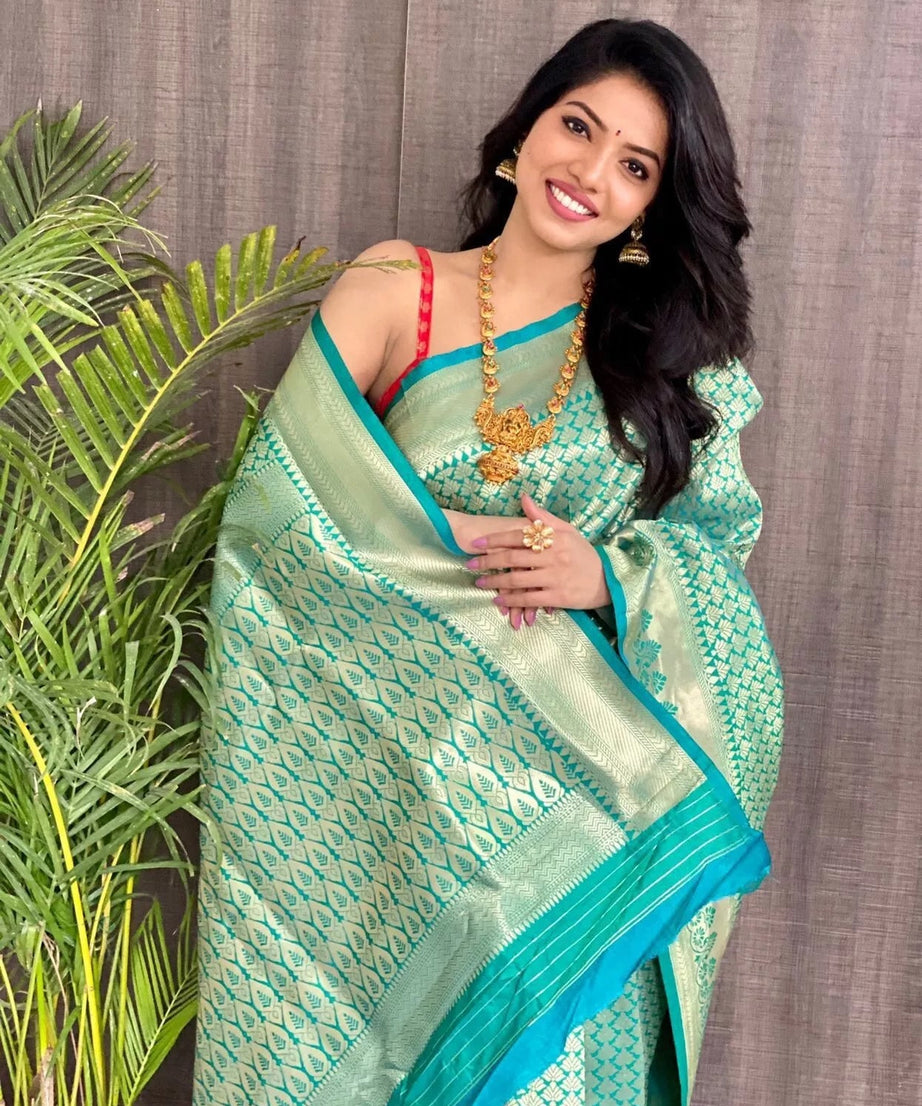 Designer Classic Look Pure Silk Saree, Indian Wedding Sari Blouse