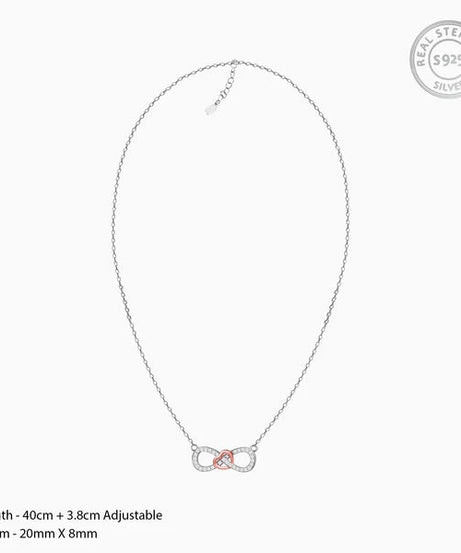 Rose Gold Studded Infinity Heart Pendant
