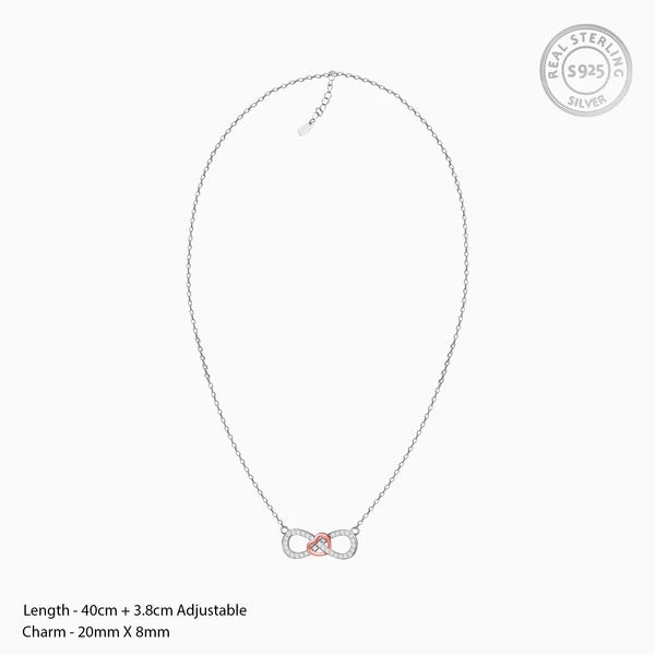Rose Gold Studded Infinity Heart Pendant