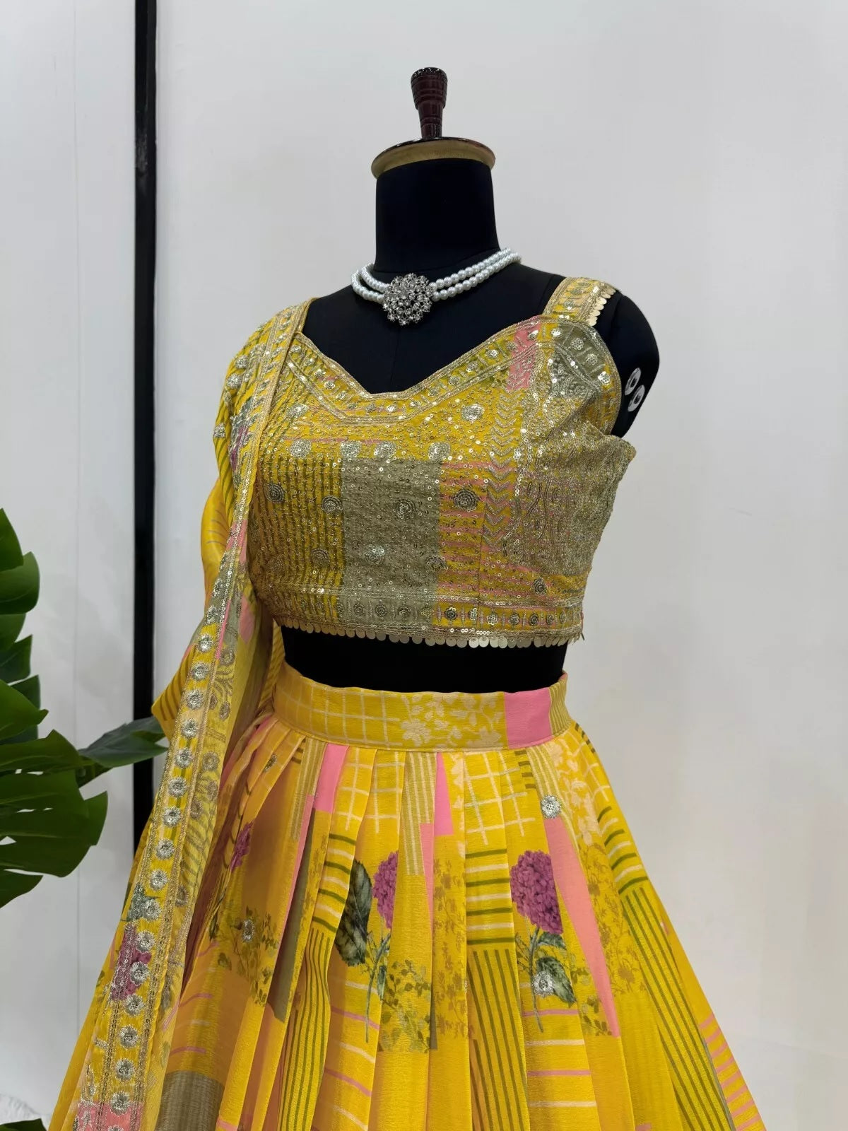 Festival Wear Chinon Silk Lehenga Blouse & Dupatta