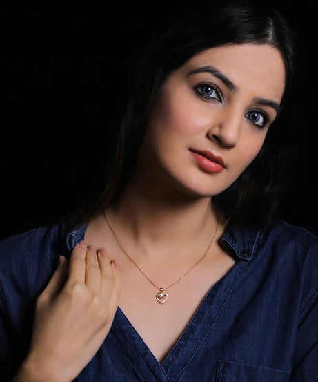 Rose Gold Winged Heart Pendant with Link Chain