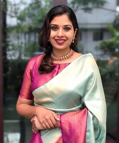 Banarasi Soft Silk Sari With Unstitched Blouse