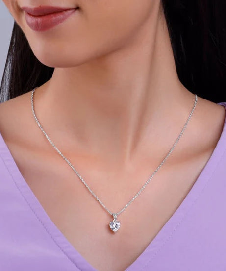 Anushka Sharma Silver Solitaire Heart Pendant with Link Chain