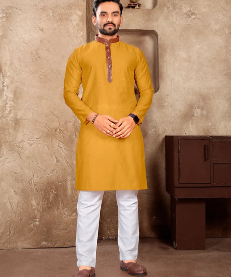 Men's Linen Silk kurta Pajama Set