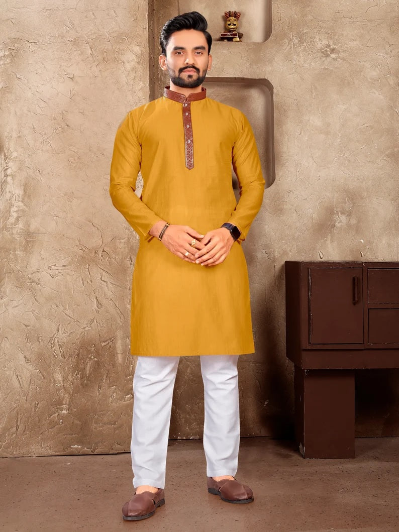 Men's Linen Silk kurta Pajama Set