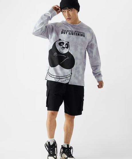 Kung Fu Panda Not Interested Oversized Full Sleeve T-Shirts