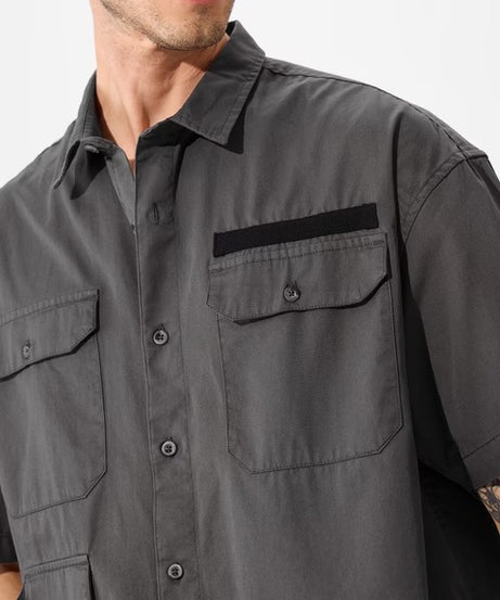 Utility Moon Grey Oversized Shirts