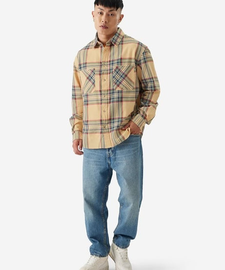 Plaid Muted Canvas Men Utility Shirts