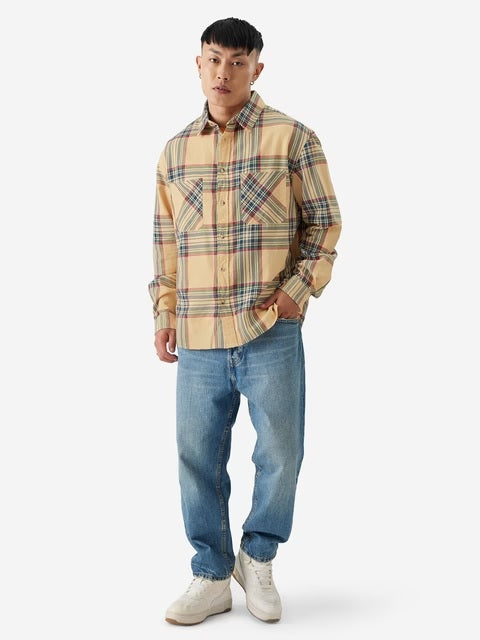 Plaid Muted Canvas Men Utility Shirts