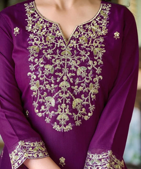 Classic Traditional Designer Roman Silk Salwar Kameez Suit 12-AW