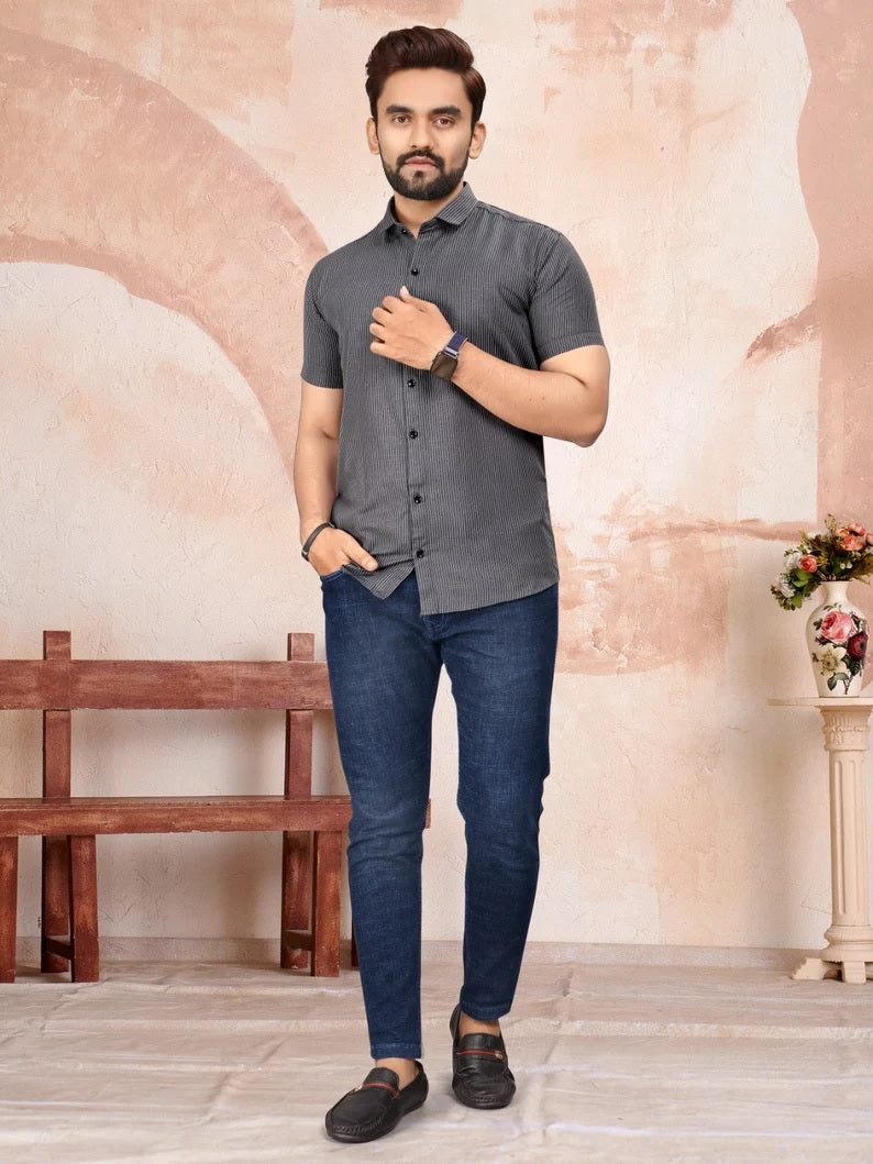 Pure Cotton Lining Pattern  Men's Shirt