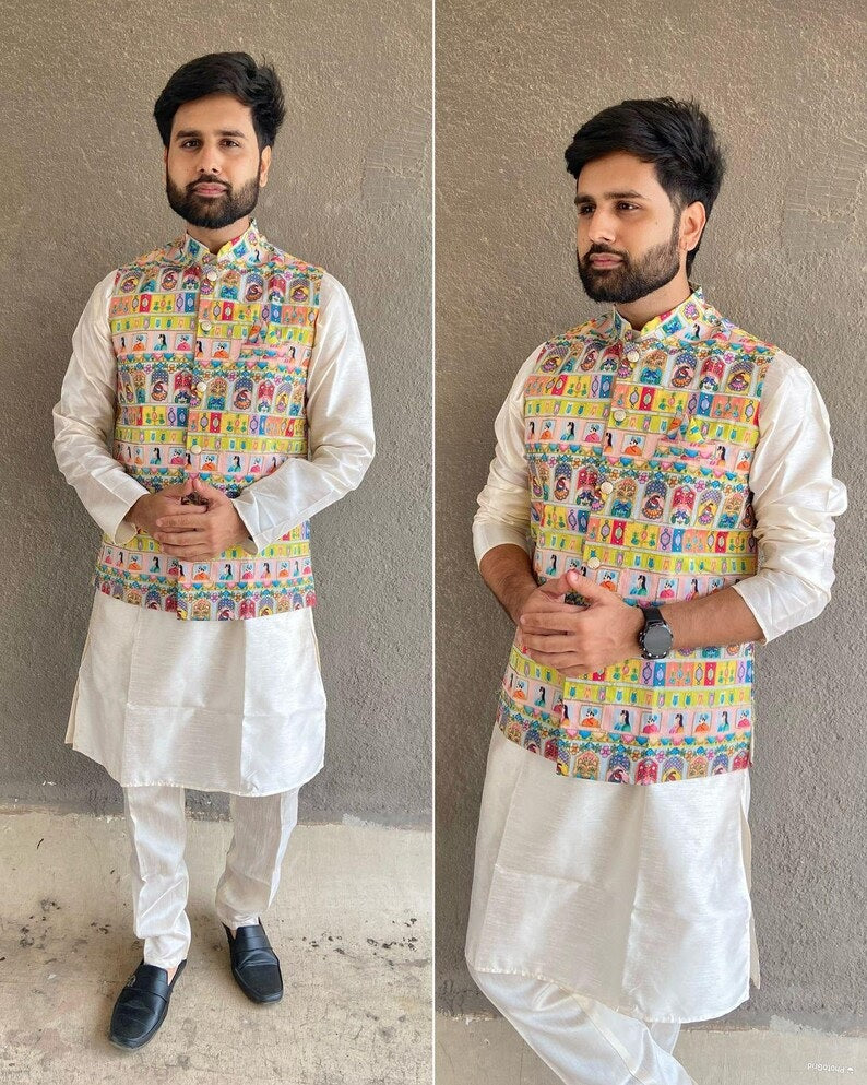 Heavy Banglori Silk Koti Ready to Wear Set For Men's