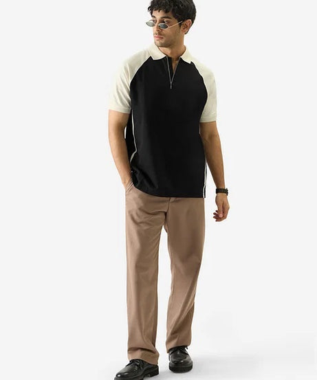 Solids Black & White Colourblock Polos