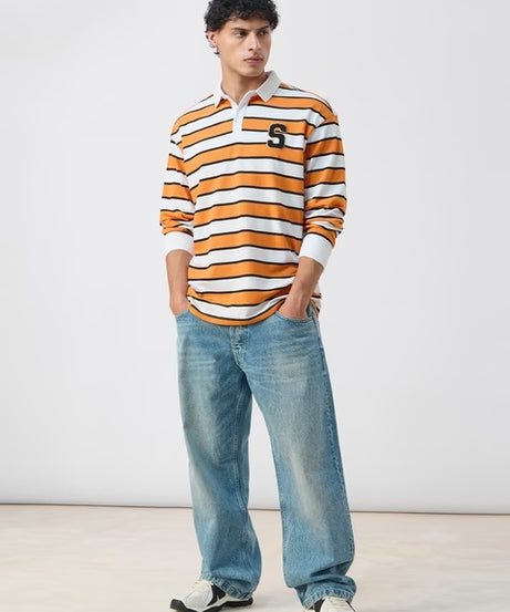 Popcorn Stripes Varsity Blaze Men Rugby Polos T-shirt