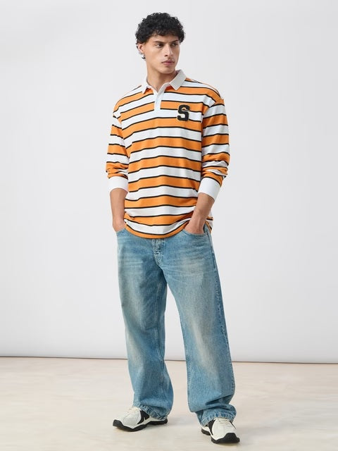 Popcorn Stripes Varsity Blaze Men Rugby Polos T-shirt