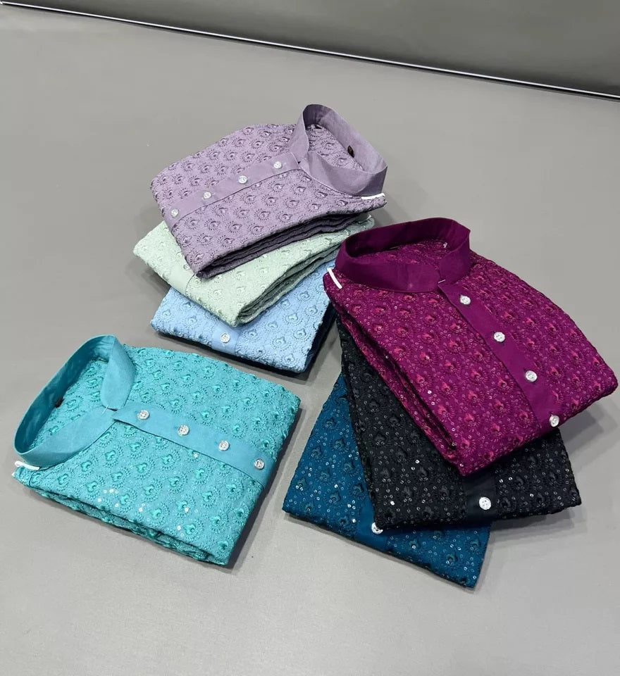 Bollywood Classic Full Stitched Rayon Kurta Pajama Set For Men's