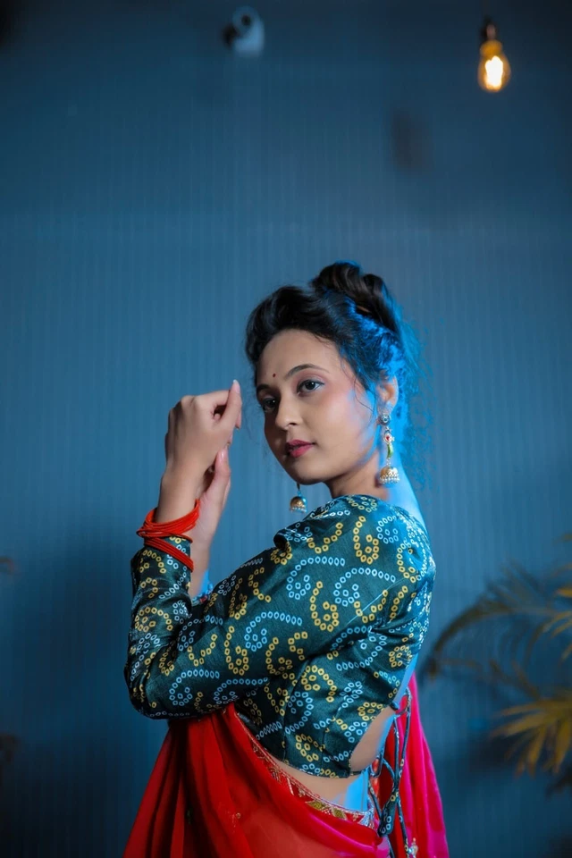 Designer Fancy Faux Georgette Embroidery With Real Mirror Work Saree & Blouse 11-RV