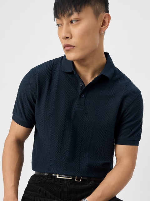 Textured Polo Navy Polos