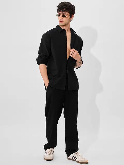 Cotton Linen Midnight Black Shirts