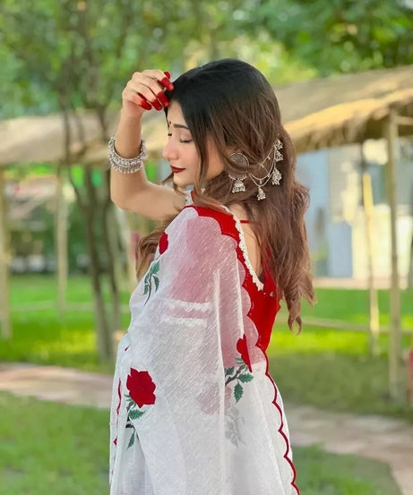 Pure Soft Chanderi Cotton Saree With Full Stitched Blouse,Wedding Sari