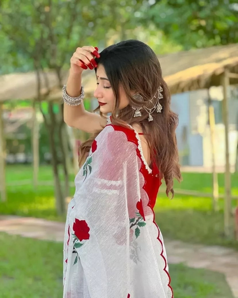 Pure Soft Chanderi Cotton Saree With Full Stitched Blouse,Wedding Sari