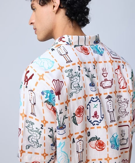 Ombre Mahjong Tiles Oversized Shirts