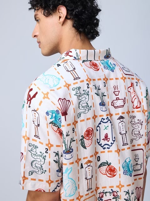 Ombre Mahjong Tiles Oversized Shirts