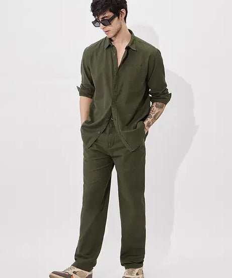 Dark Sage Cotton Linen Shirts