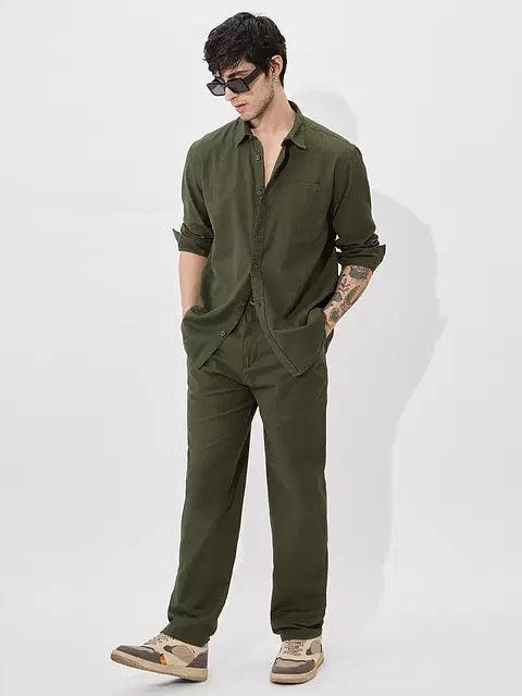 Dark Sage Cotton Linen Shirts