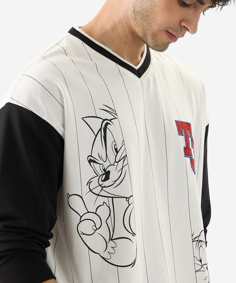 Tom & Jerry Striped Oversized Full Sleeve T-Shirts