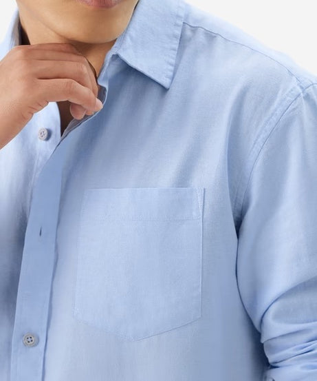 Cotton Linen Sky Blue Cotton Linen Shirts