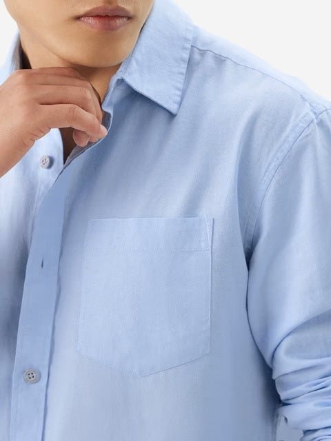 Cotton Linen Sky Blue Cotton Linen Shirts