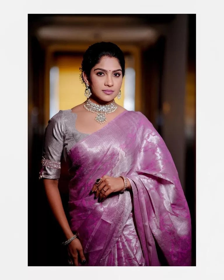 Soft Banarasi Silk Wedding Party Saree,New Indian Function Sari & Blouse