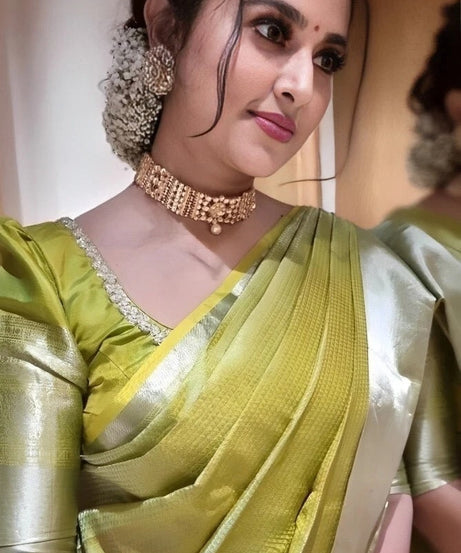 Traditional Beautifull Banarasi Soft Silk Saree With Blouse