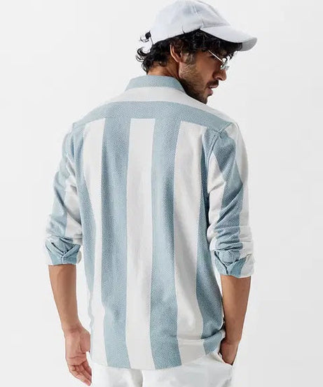 Textured Stripes Arctic White Men Shirts