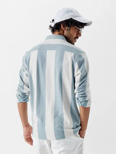 Textured Stripes Arctic White Men Shirts