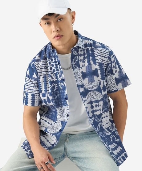 Indigo Block Holiday Shirts