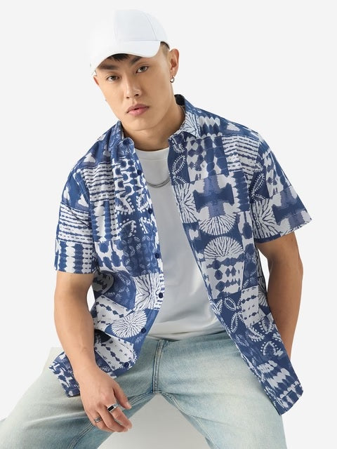 Indigo Block Holiday Shirts