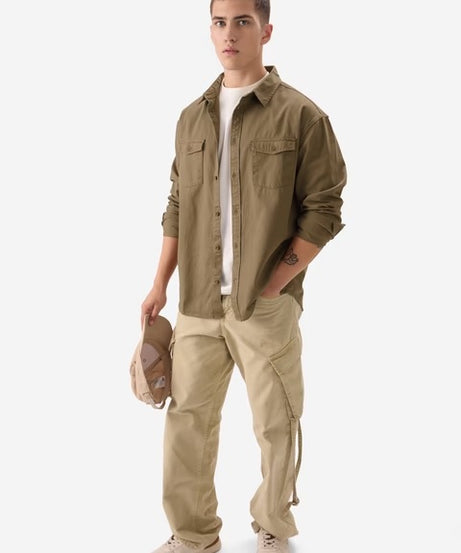 Solids Brown Men Utility Shirts