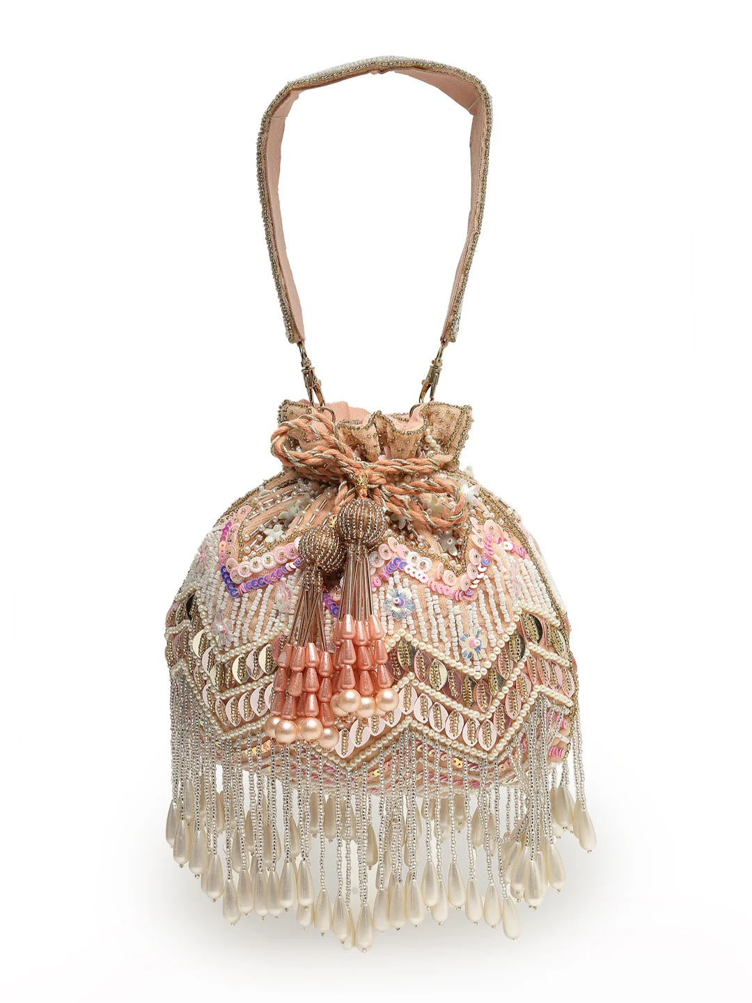 Droop Chevron Embellished Velvet Potli Bag