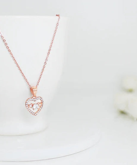 Rose Gold Love Heart Pendant with Link Chain