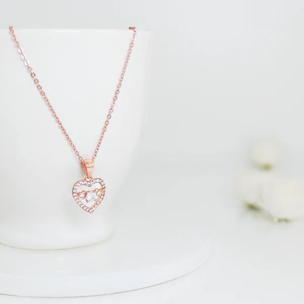 Rose Gold Love Heart Pendant with Link Chain