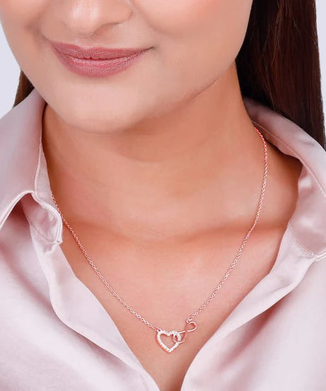 Rose Gold Sparkling Infinity Pendant with Link Chain