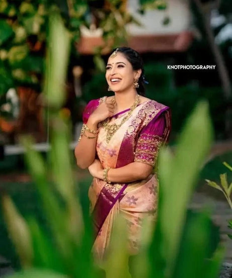 Women's Bollywood Wedding Wear Banarasi Soft Silk Exclusive Saree & Blouse