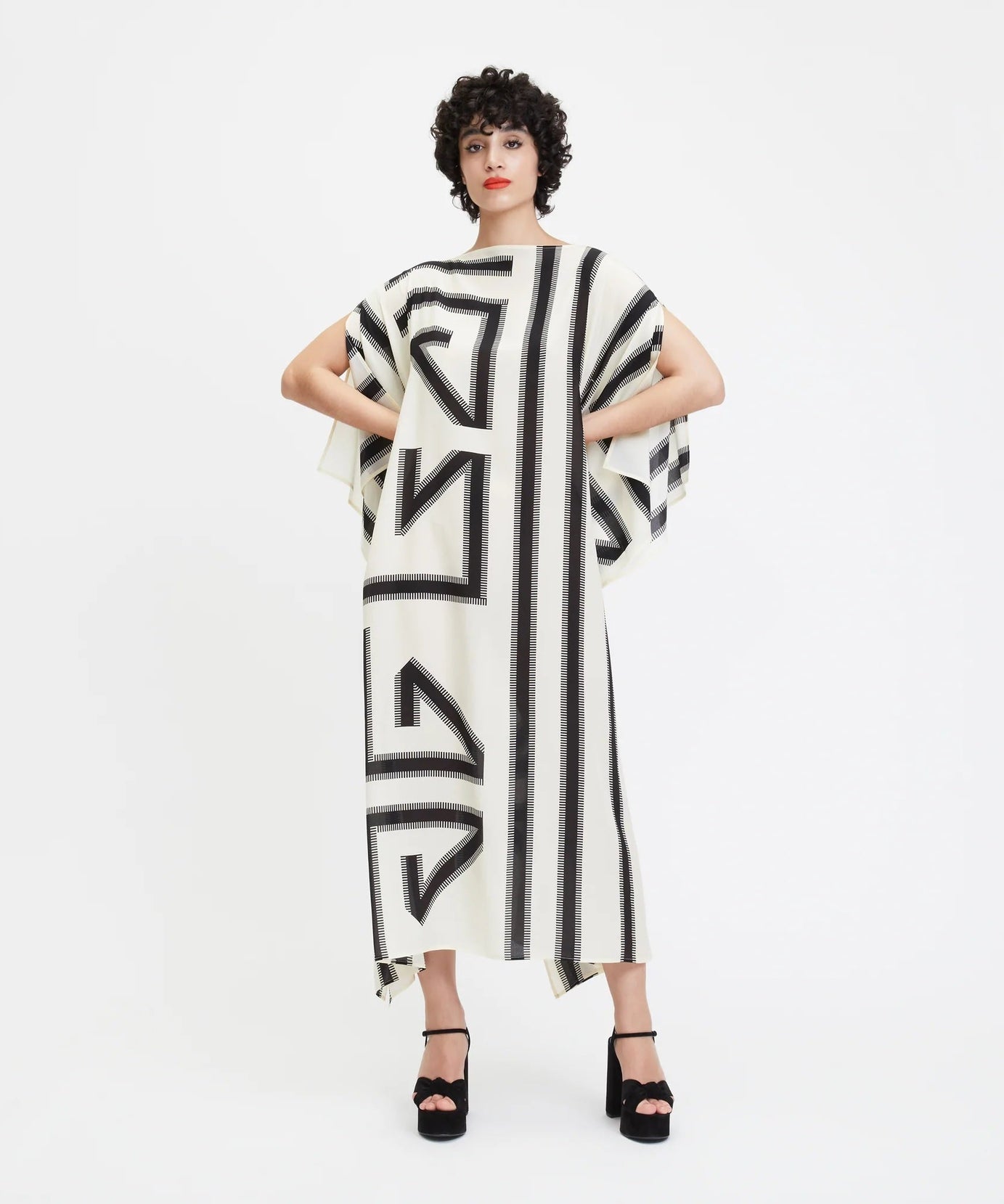 French Moss Silk Kaftan, Luxe Resort & Lounge Wear Caftan For Women's