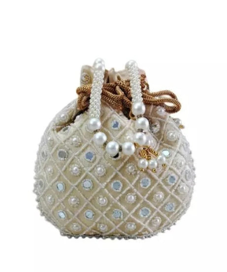 Pearl Embroidered Handbag Potli Bag