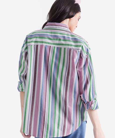 Stripes Rainbow Women Boyfriend Shirts