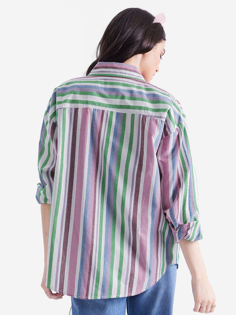 Stripes Rainbow Women Boyfriend Shirts