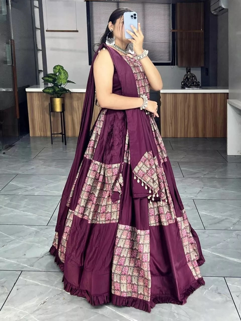 Pure Rayon Cotton Lehenga Blouse Dupatta